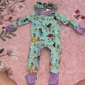 Little sleepies bamboo Disney Princess Kids Footie - Mint and Lavender